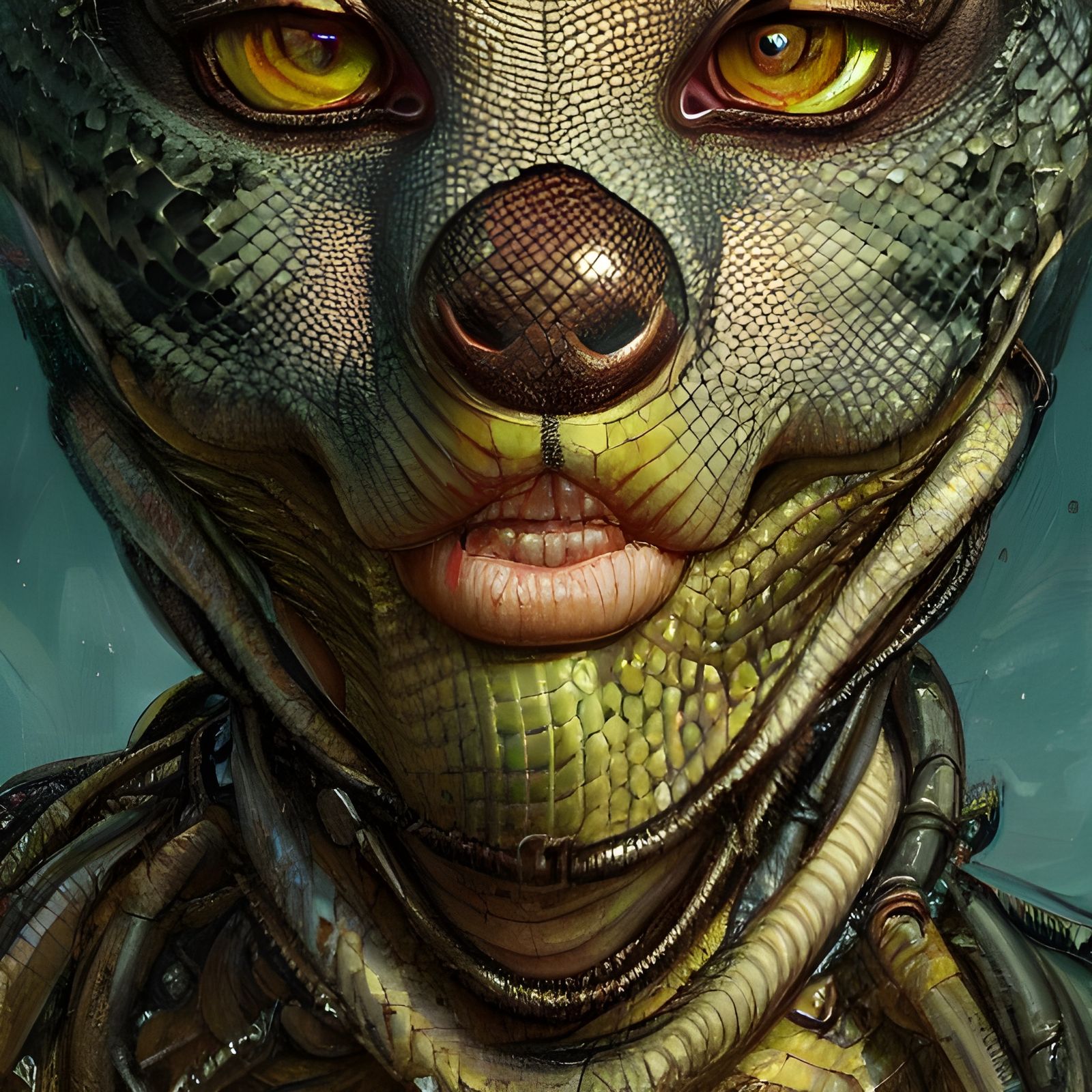 Detailed Portrait of a Python Snake-Man in Digital Art