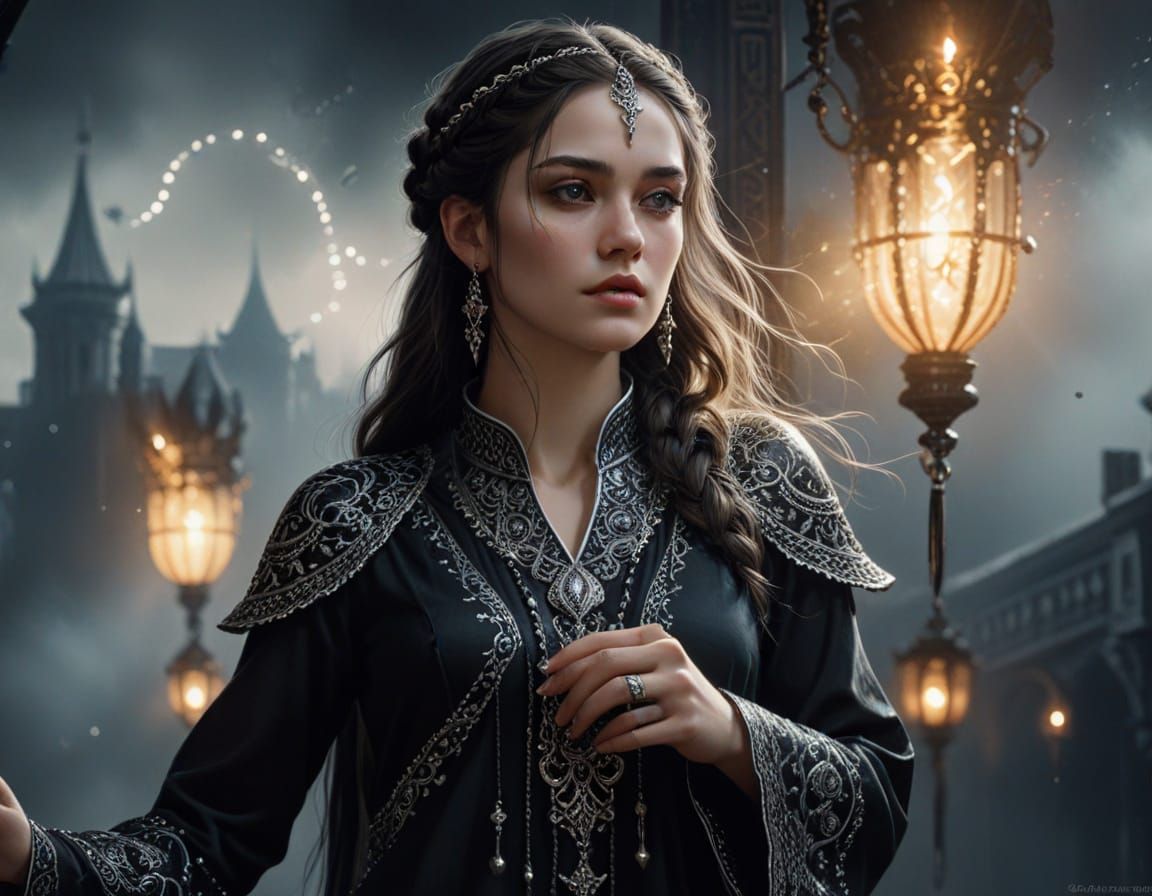 Woman in Regal Fantasy Tunic: Digital Painting