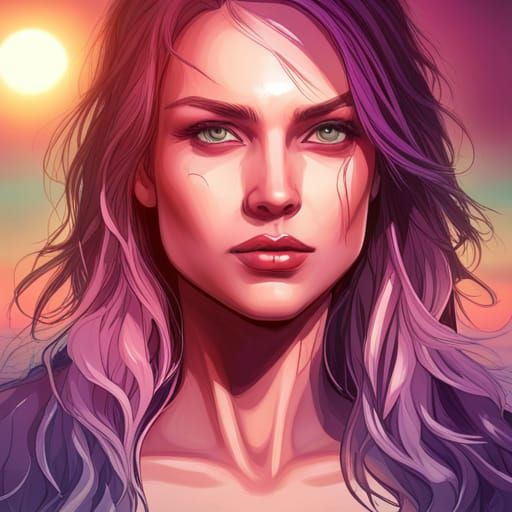 Arizona Sunset Portrait in Hyperdetailed Style