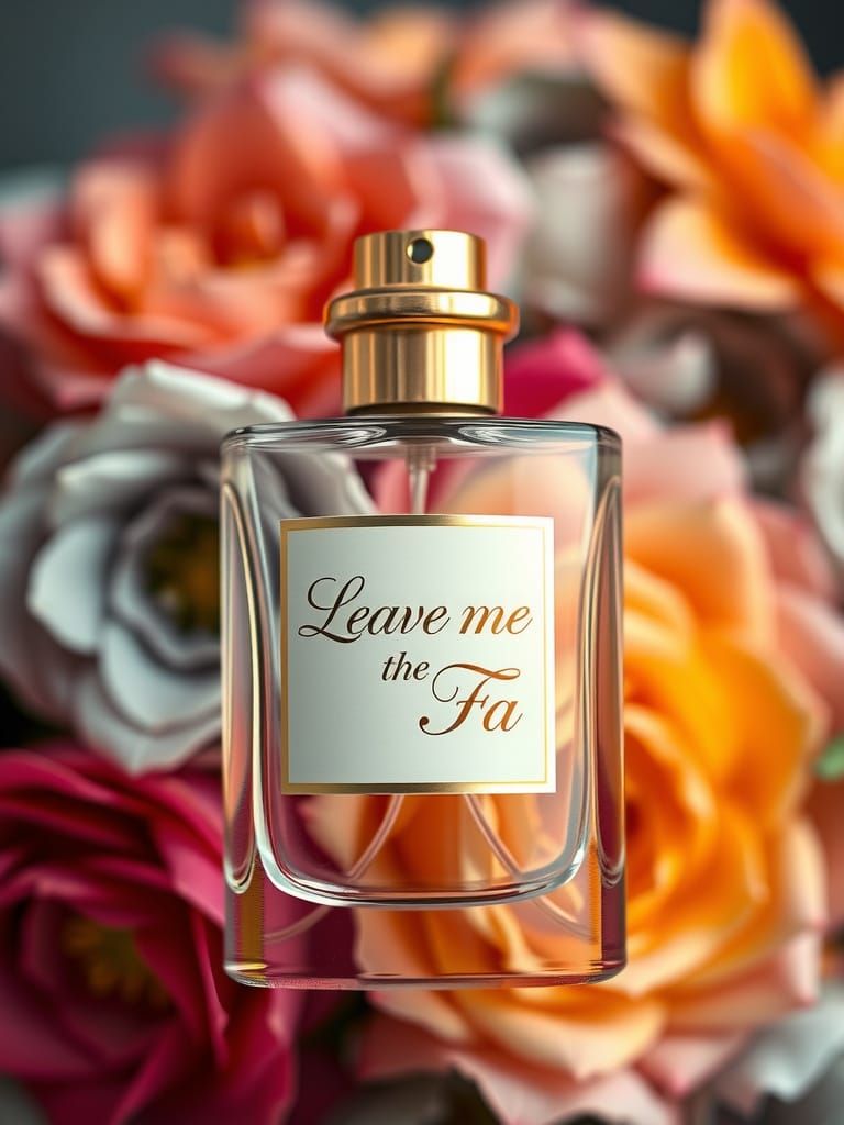 Luxury Perfume Bottle in a Vibrant Floral Backdrop