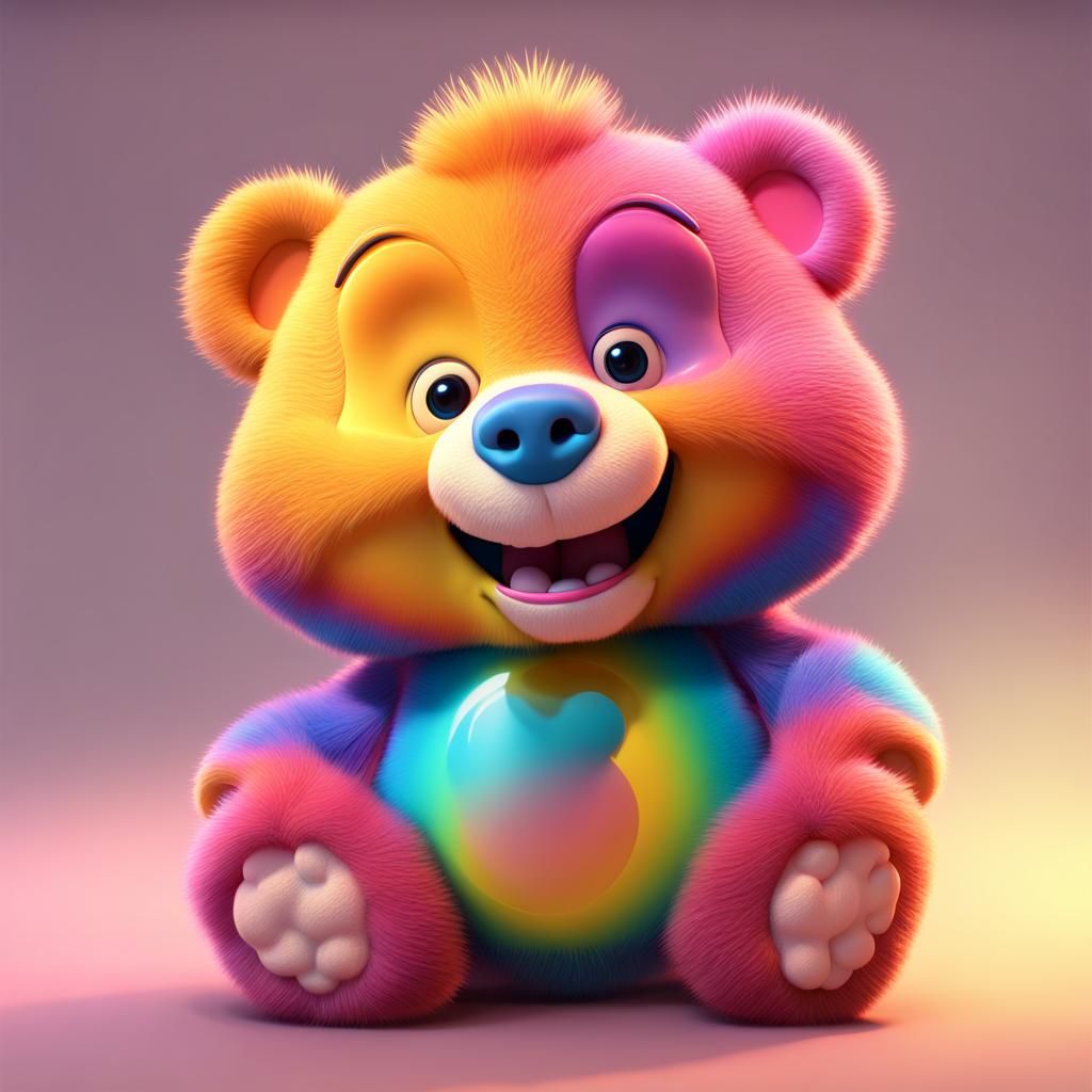 Sunshine Care Bear in 3D Digital Art Style
