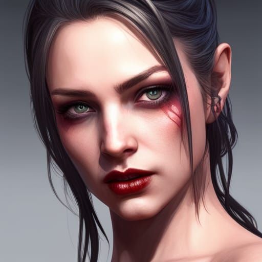 Beautiful Vampire Portrait in Hyperdetailed Concept Art