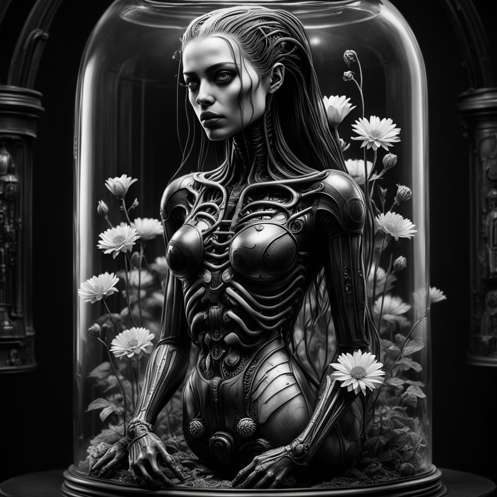 Specimen Jar: Gothic Cyberpunk Female Portrait