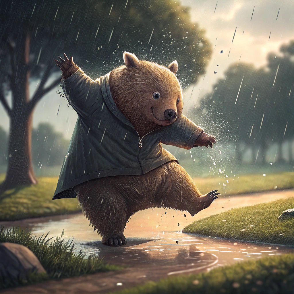 Wombat Breakdancing in the Rain