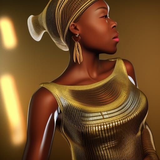 African Woman in Silk Gown: 3D Cinematic Render