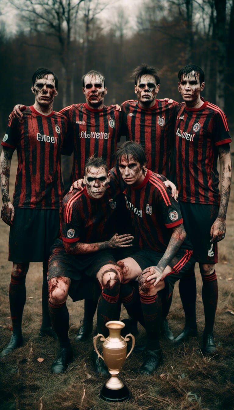 Macabre Soccer Team Victory Photograph
