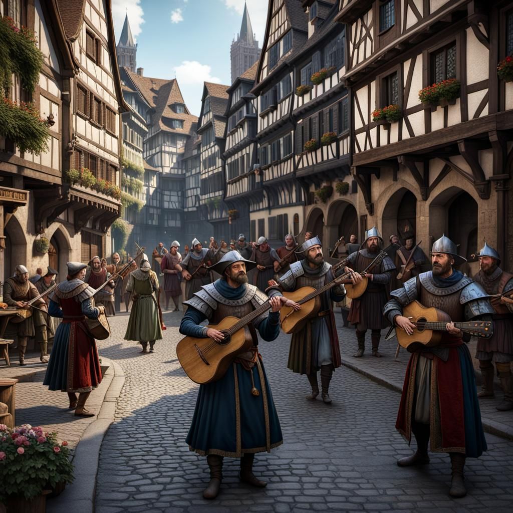 Strasbourg Street Scene, 1518: Hyperrealistic 3D Render
