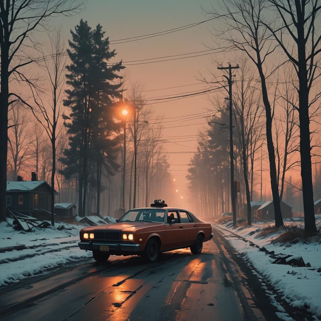 Poignant Golden Hour Scene in Noir Style