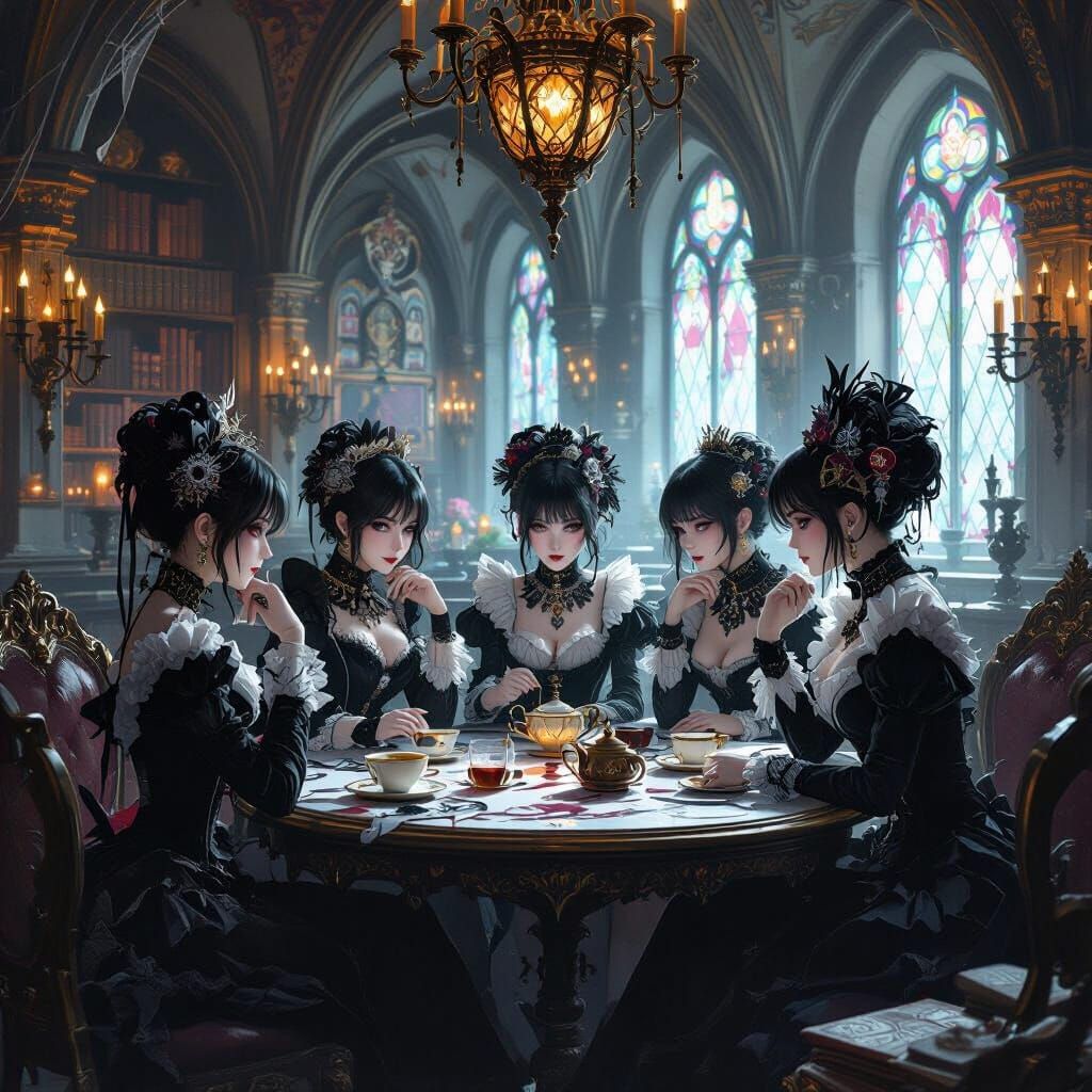 Gothic Anime Tea Party in Victorian Style