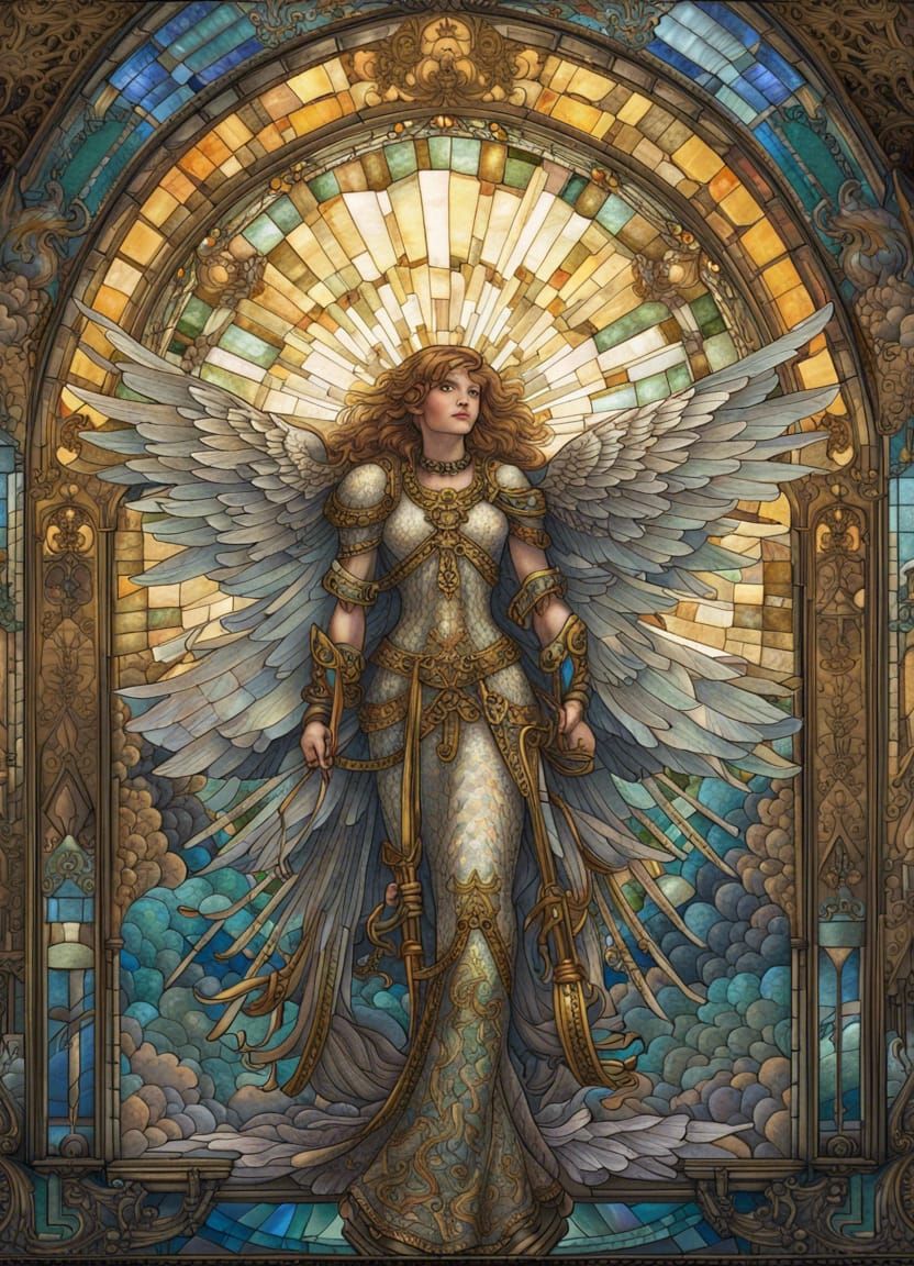 Stained Glass Battle Angel with Fractal Details