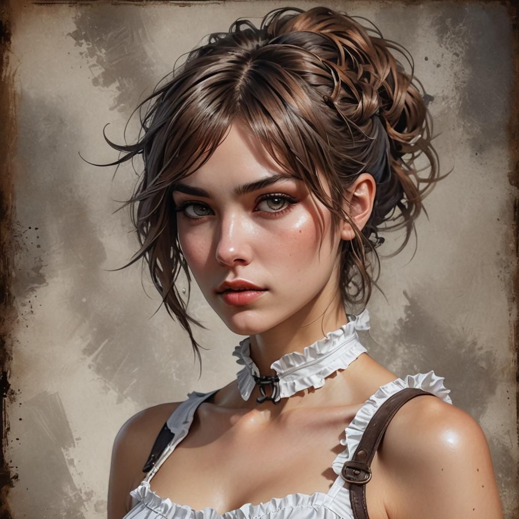 Girl in Corset: Hyper-Realistic Digital Art Portrait