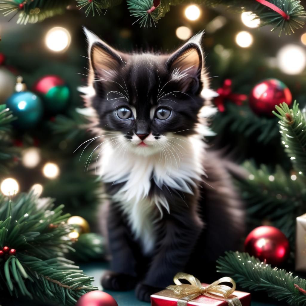 Cute Kitten Christmas Tree: A Festive Image