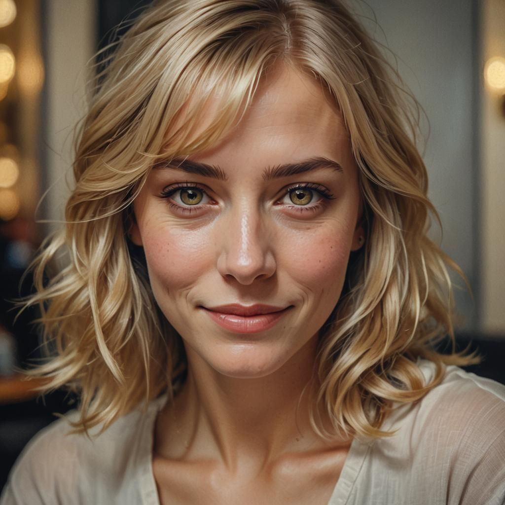 Oil Portrait of a Woman with Yellow Eyes