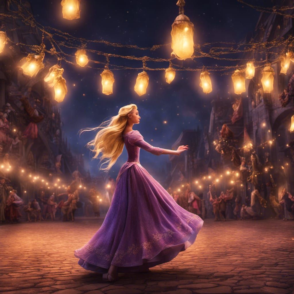 Rapunzel Dancing at Night with Lights