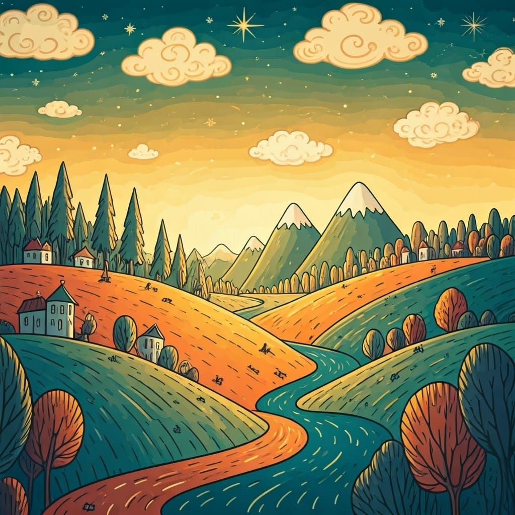 Doodle World: A Whimsical Landscape of Hand-Drawn Wonders