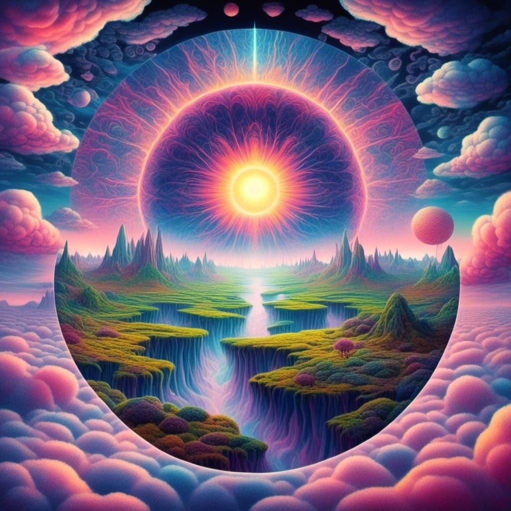 Creation of World: Holographic Astral Cosmic Illustration