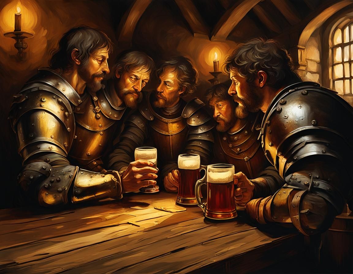 Cozy Tavern Scene in Caravaggisti Style