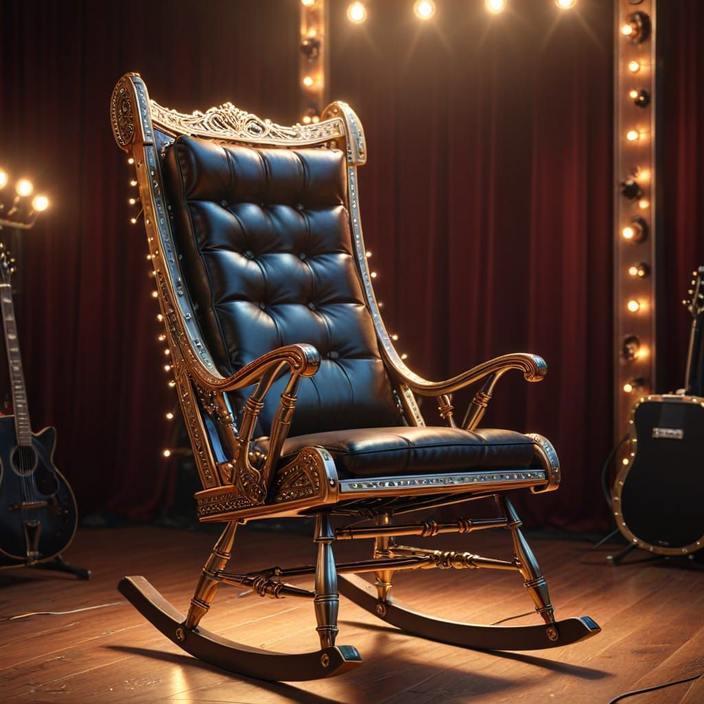 Rockabilly Rocking Chair on Stage in Neon Lights
