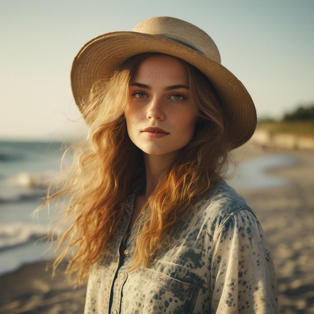 Vintage Beach Portrait in Rustic Americana Style