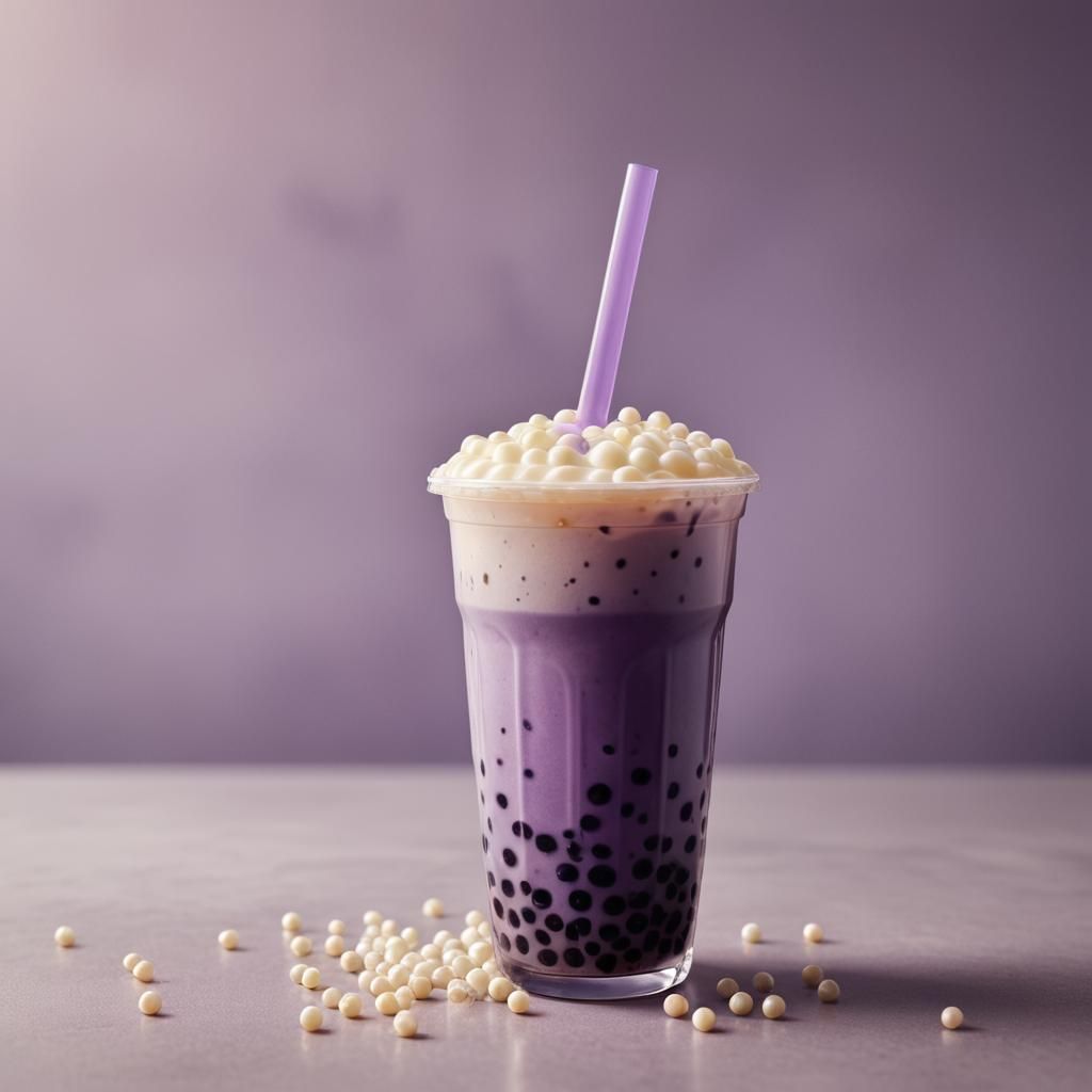 Purple Yam Bubble Tea with Tapioca Pearls
