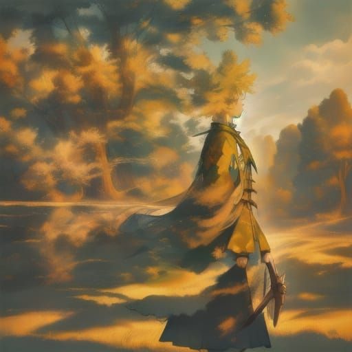 Rural Farming Life in Golden Hour Oil Painting