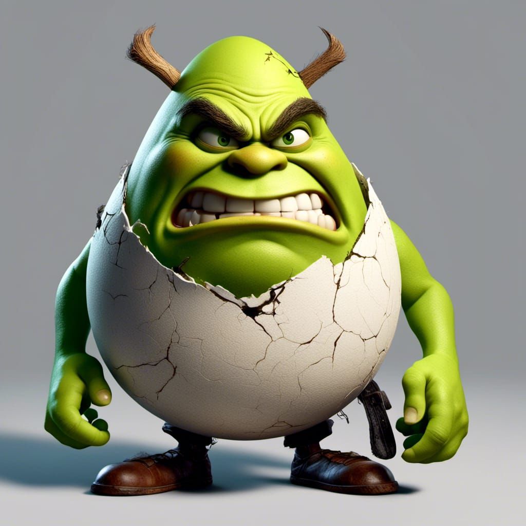 Shrek as an Angry Egg, <lora:Angry Eggs:1.0>
