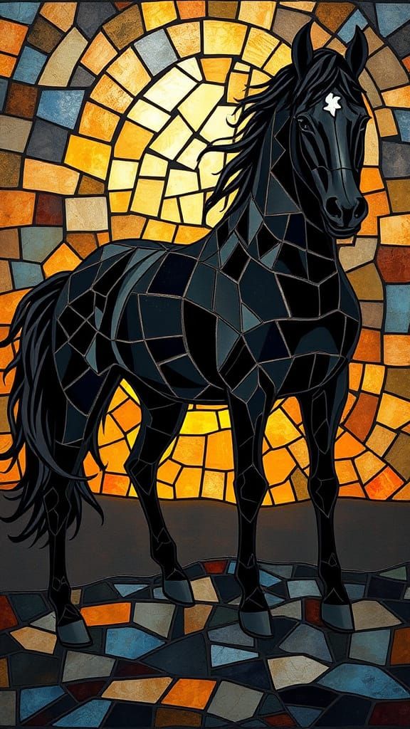 Arabian Horse in Geometric Mosaic