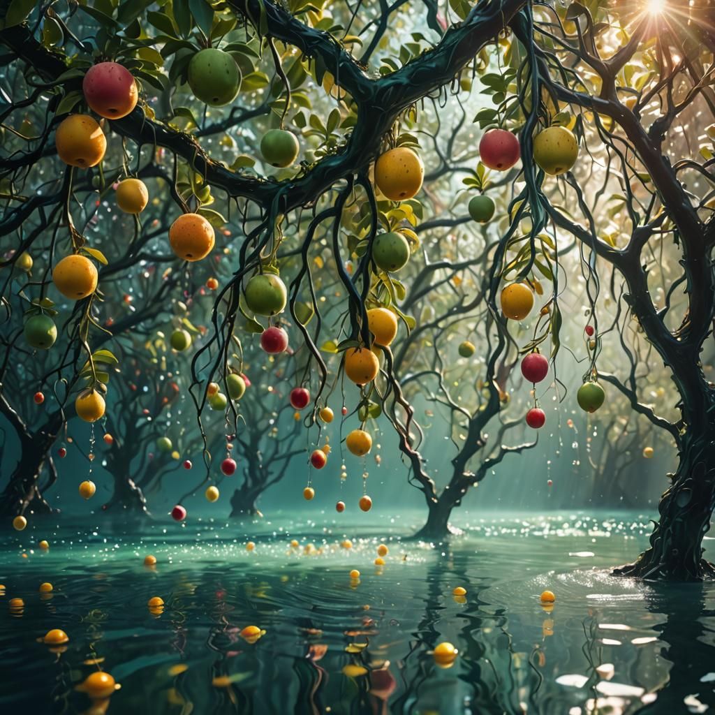 Underwater Fruit Trees in Surreal Style