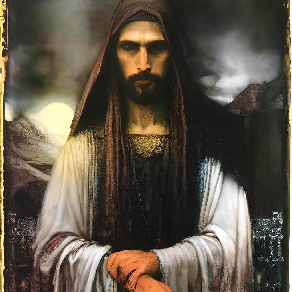 Jesus in Bromoil Print Style