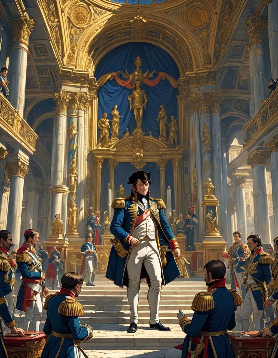 Napoleon Unveiling Napoleonic Code in Anime Style
