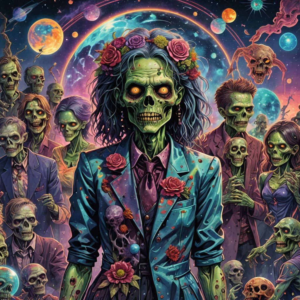Zombie Prom: Holographic Astral Cosmic Illustration