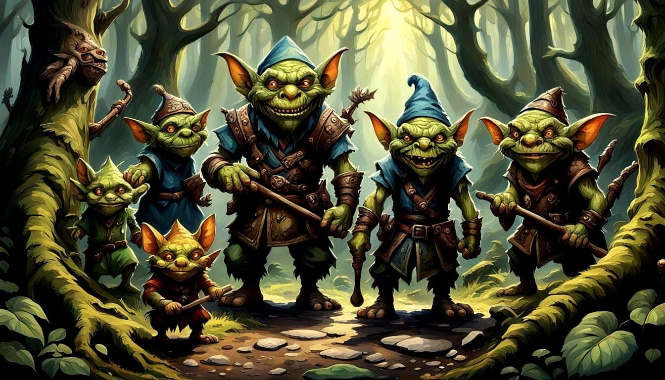 Forest Hobgoblins and Kobolds in Oil Painting