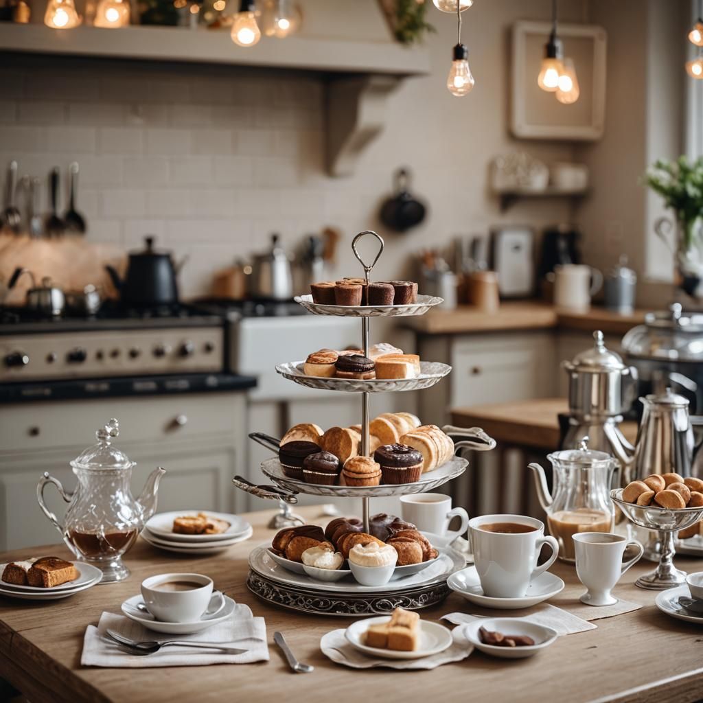 French Kitchen with Coffee and Bokeh