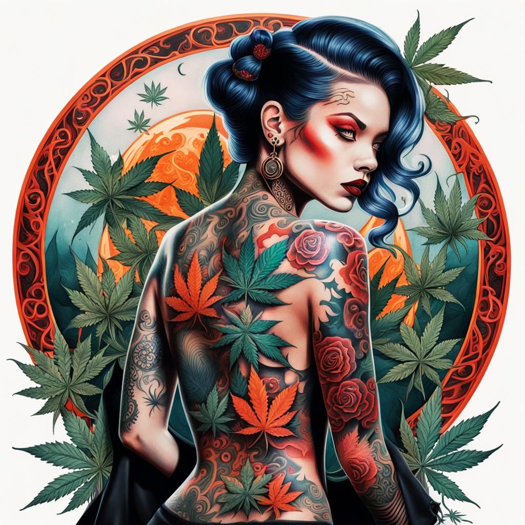 Vampire Pin-Up with Dragon Tattoo Ink Artwork