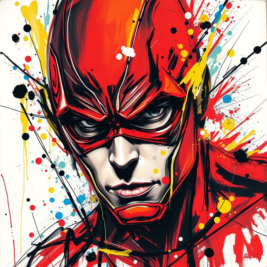 The Flash Face Disintegrating in Abstract Expressionism