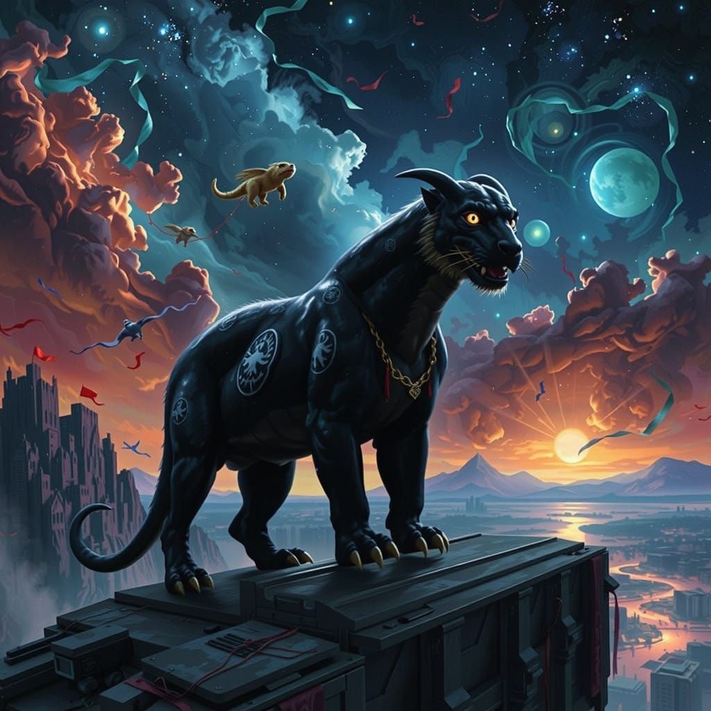 Mythological Kites Soar Over Fantastical City