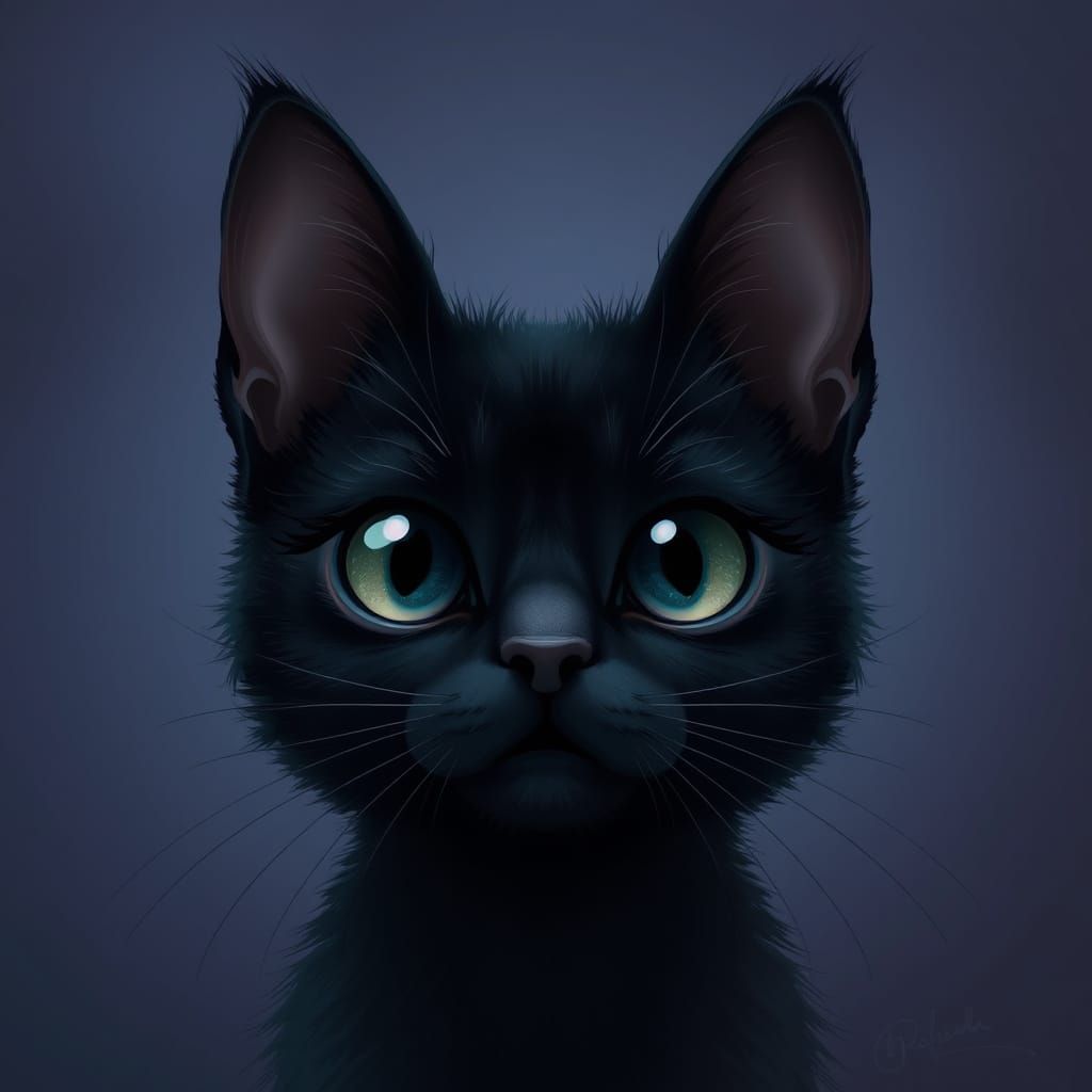 Mysterious Dark Feline in Moody, Gradient Background