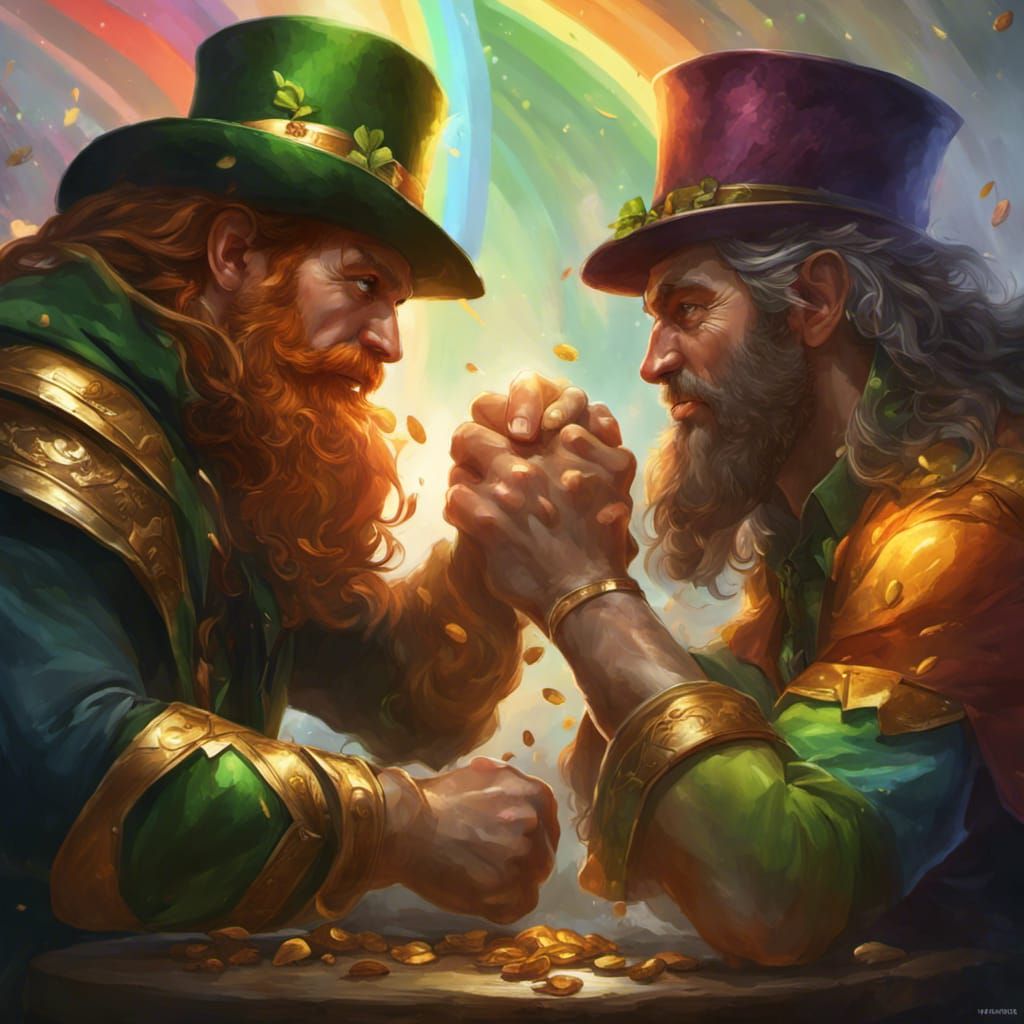 Leprechaun Arm Wrestling for Pot of Gold