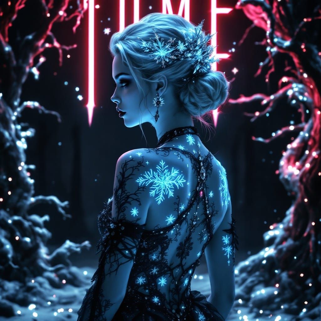 Gothic Queen Elsa in Victorian-Inspired Attire, Radiant in C...