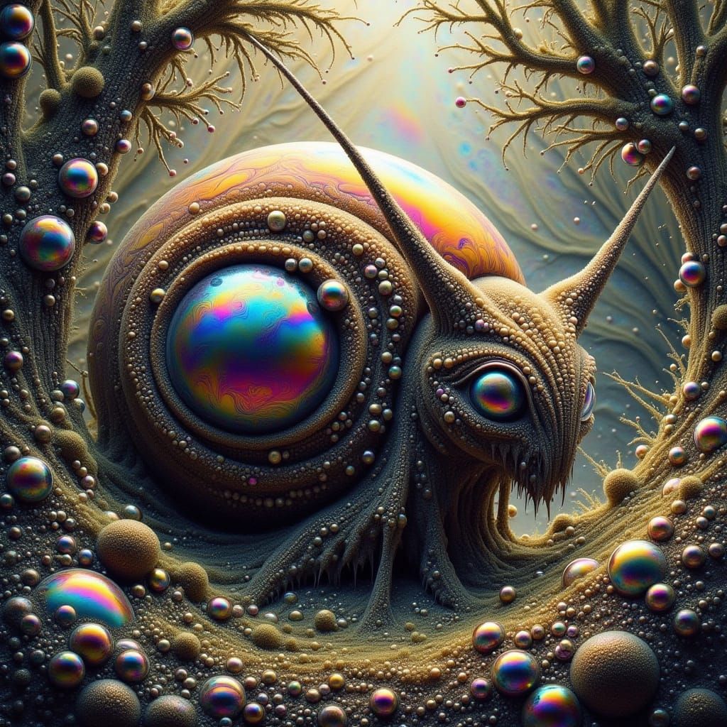 Alien Snail Camouflaged in Post-Apocalyptic Woods