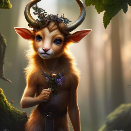 Detailed Digital Art of an Adorable Little Faun