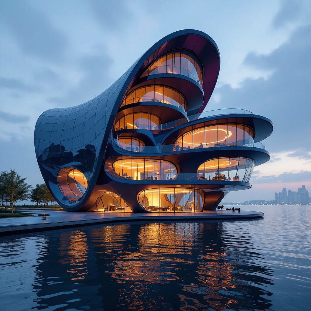 Futuristic Petal Skyscraper Complex in Biomechanical Style