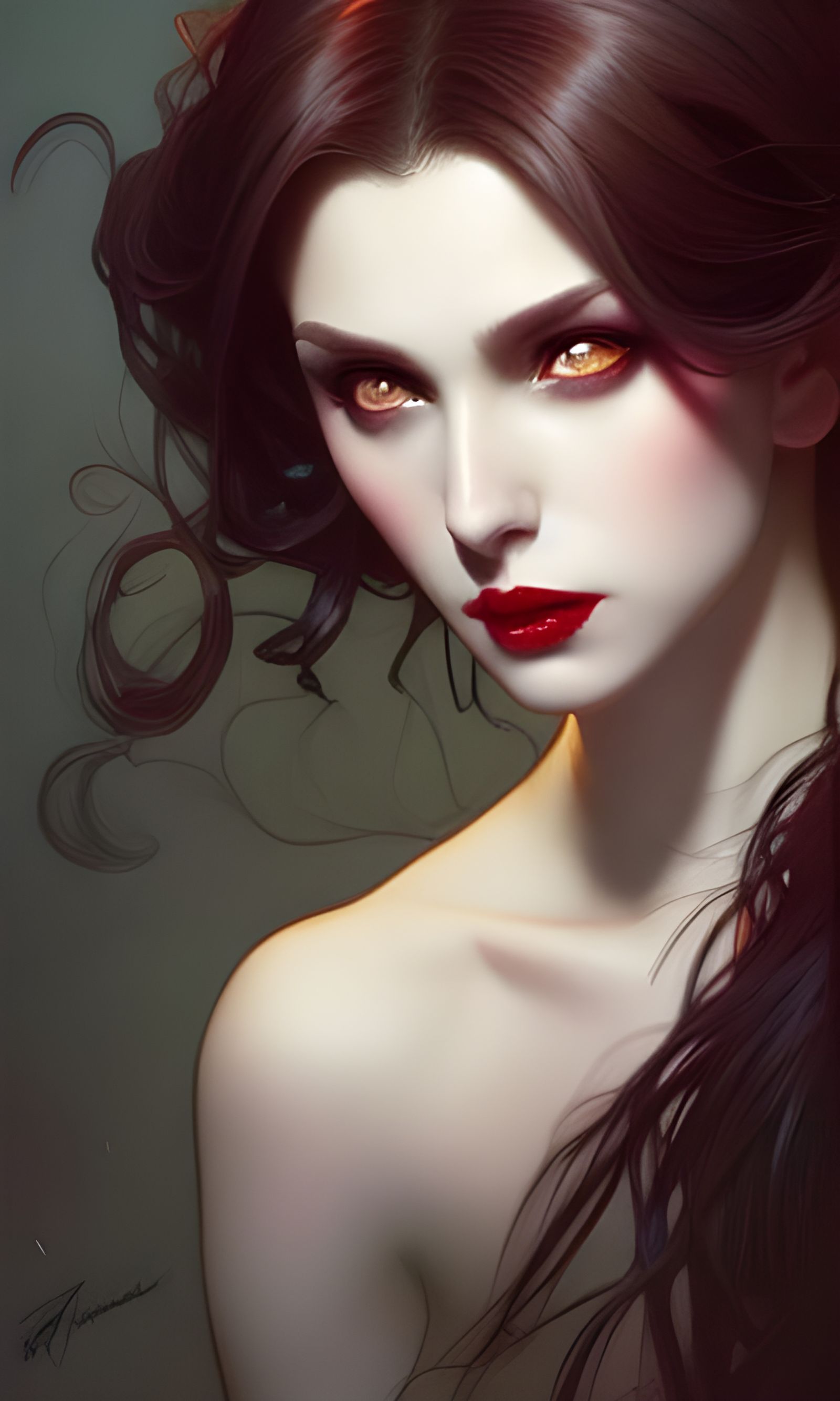 Gorgeous Brunette Vampire with Dramatic Lighting