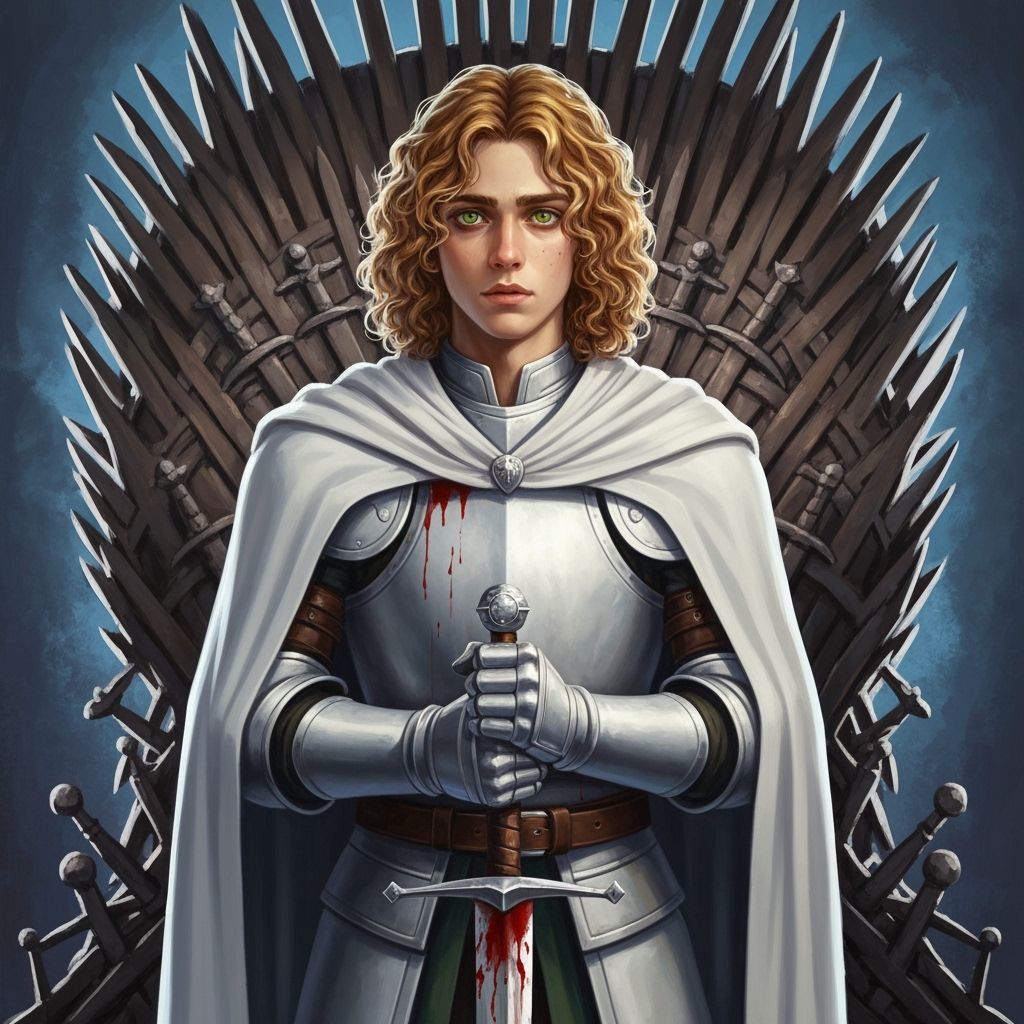 Knight's Doubt Before Iron Throne in Graffiti Art Style