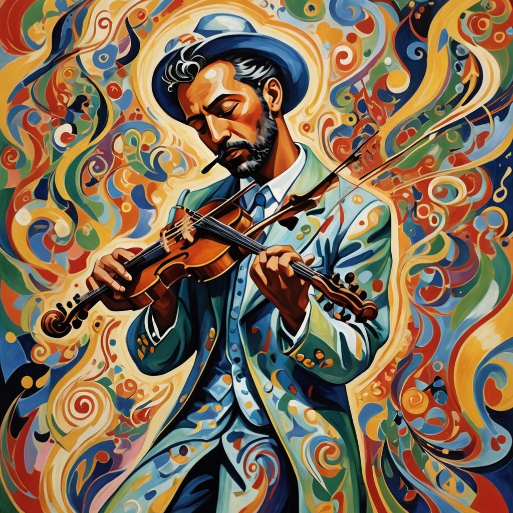 Surreal Jazz Scene with Angel Violinist