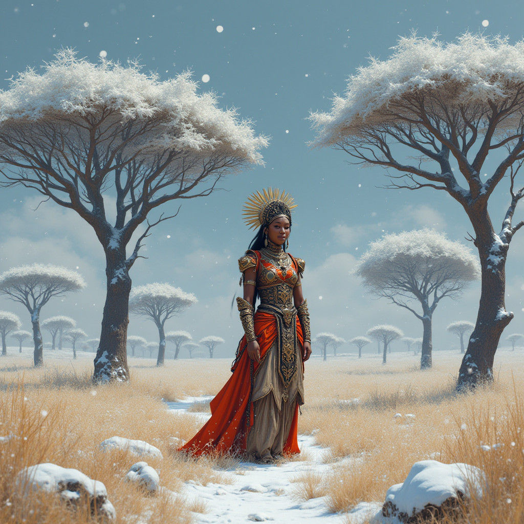 Snowy Savannah Elf in African Armor