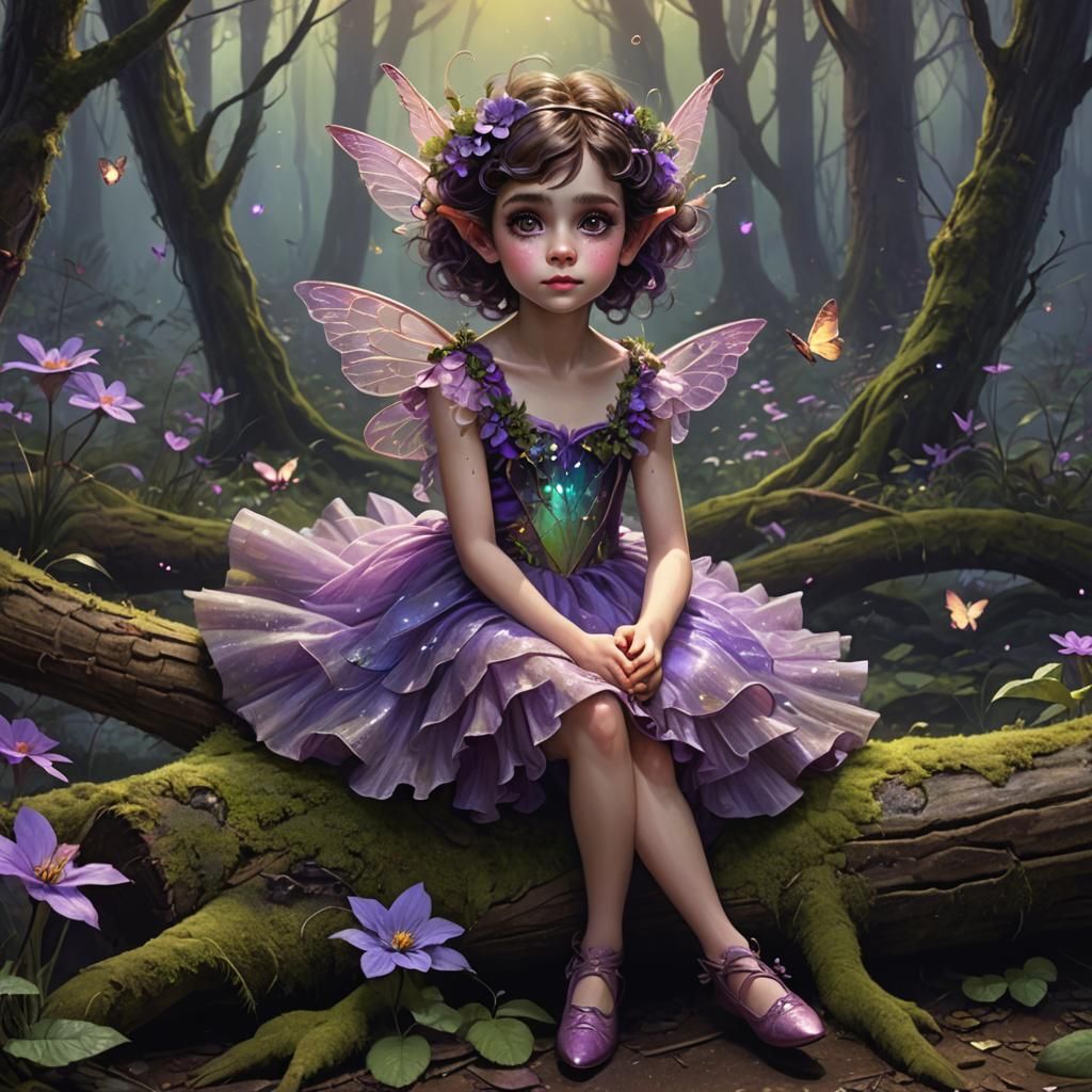 Pixie in Misty Forest: Detailed Matte Painting