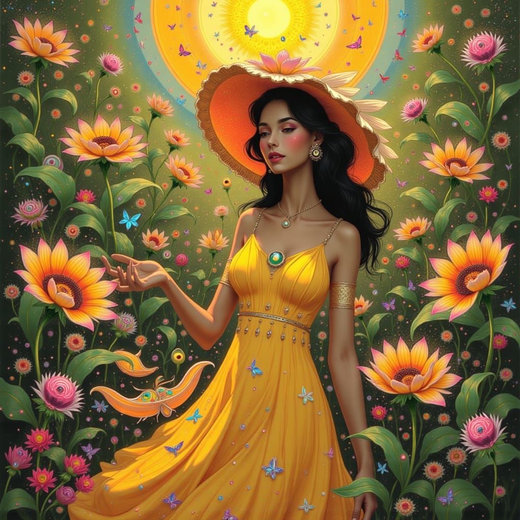 Woman in Golden Light, Alphonse Mucha Style