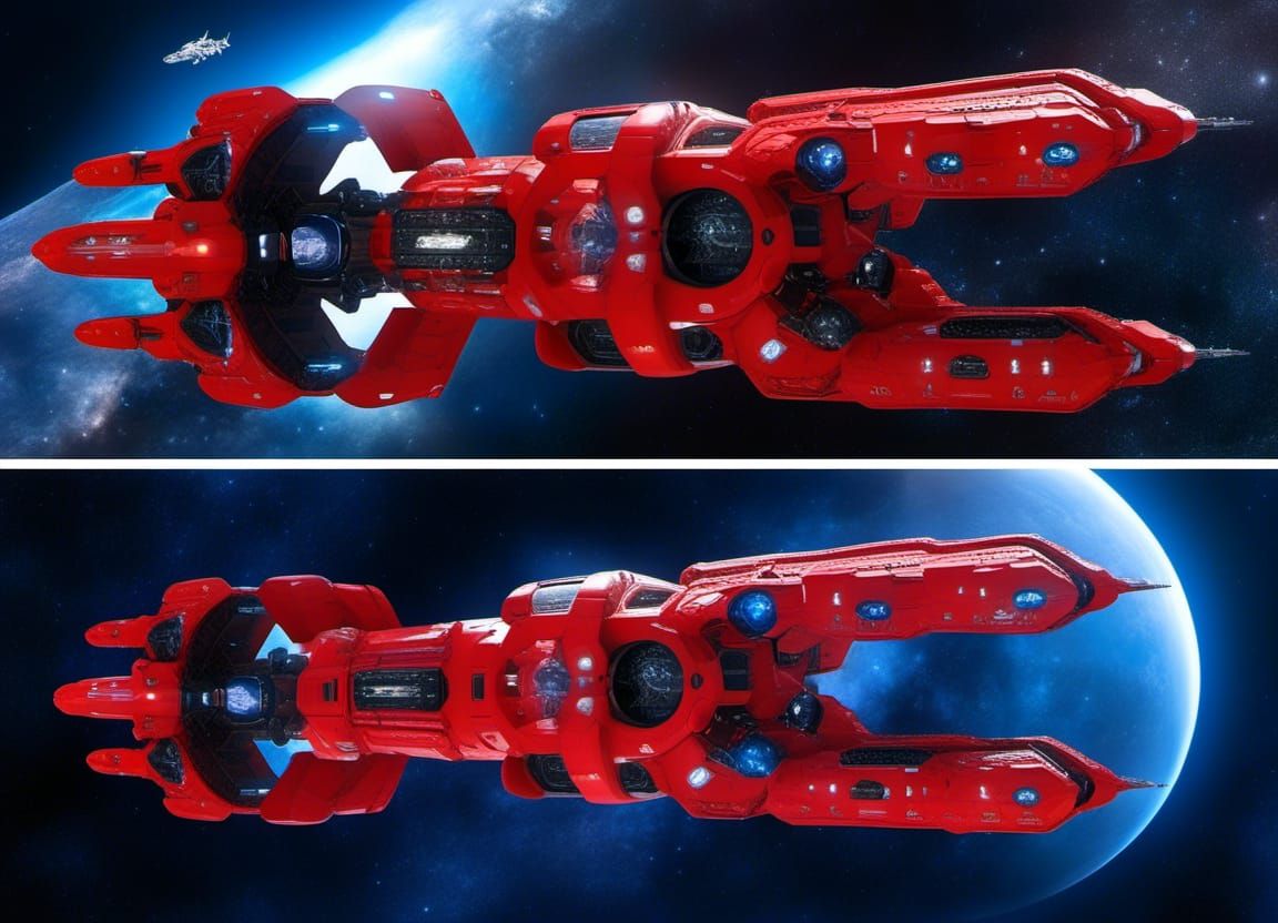 Futuristic Space Cruiser with Red Armor