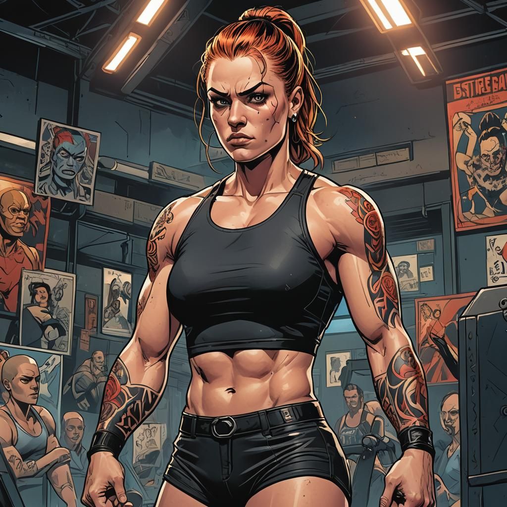 Fierce Wrestler Emma Evans in Comic Book Style